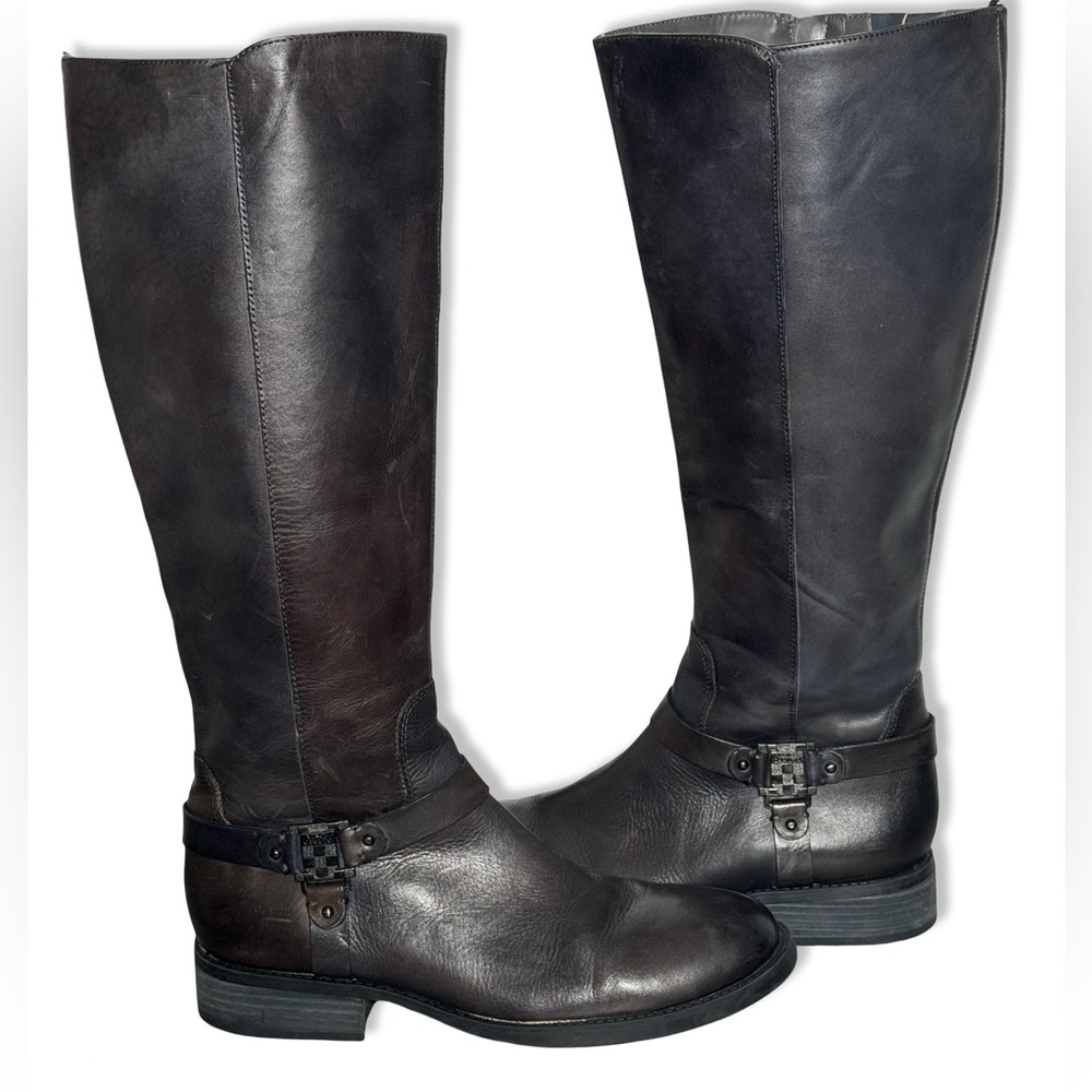 Vince Camuto Farren2 Leather Riding Boot Dark Grey Women Sz 10 M Z114117